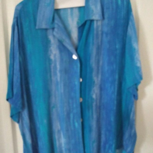 Blue Green sleeveless beach dress with matching blouse  Size XL - Picture 3 of 5